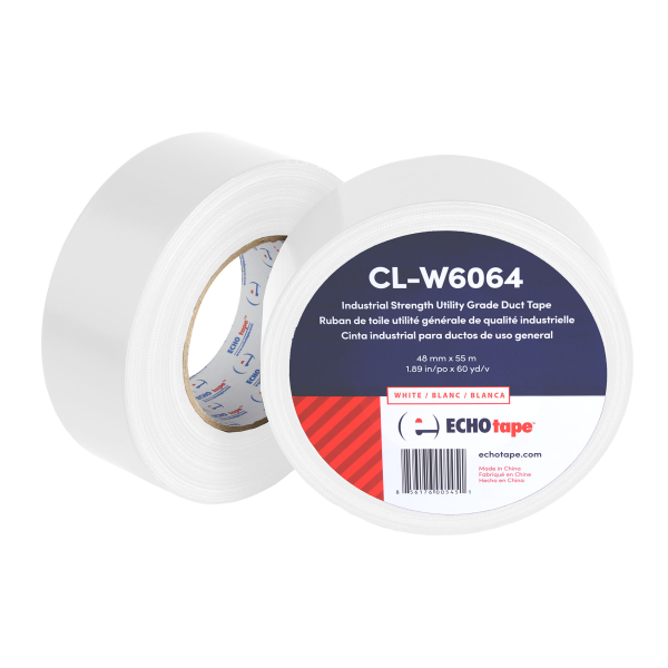 CL-W6064 Industrial Strength Utility Grade Duct Tape White 48mm Duo Label