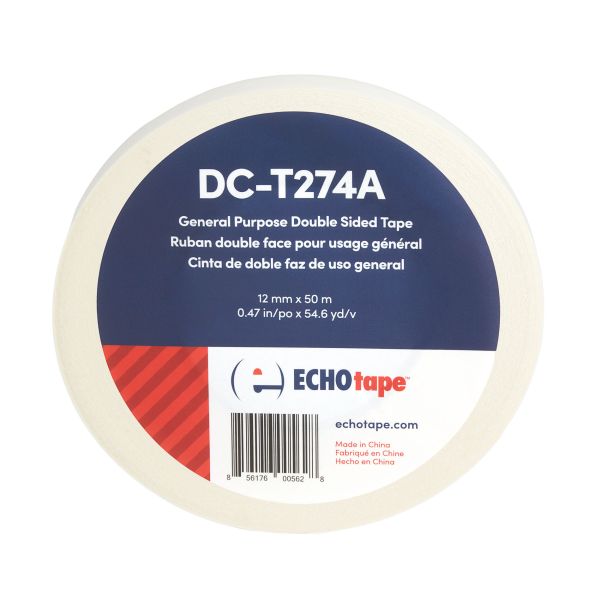 DC-T274A General Purpose Clear Double Sided Tape for Mounting Bonding (Paper) 12mm Solo Label