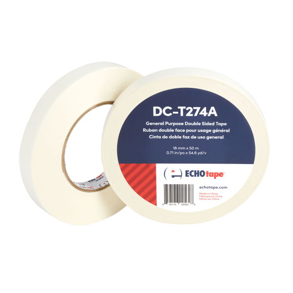 DC-T274A General Purpose Clear Double Sided Tape for Mounting Bonding (Paper) 18mm Duo Label