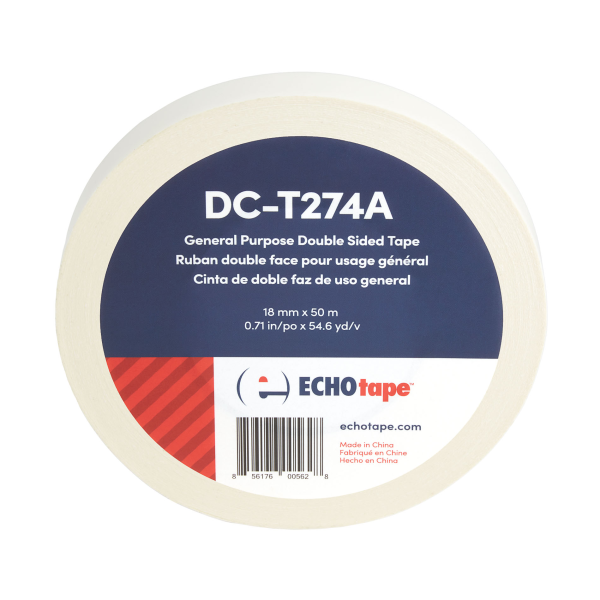 DC-T274A General Purpose Clear Double Sided Tape for Mounting Bonding (Paper) 18mm Solo Label