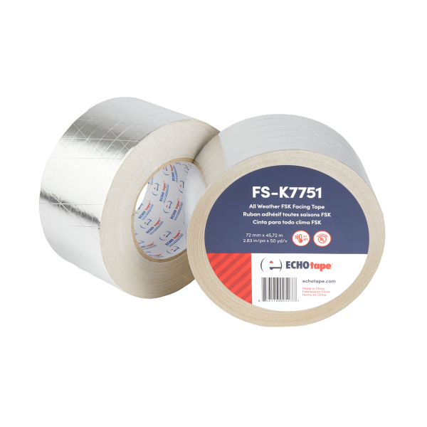 FS-K7751 All Weather FSK (Foil/Scrim/Kraft) Insulation Facing Tape 72mm Duo Label