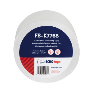 FS-K7768 All Weather FSK (Foil/Scrim/Kraft) Insulation Facing Tape Silver 72mm Front Label