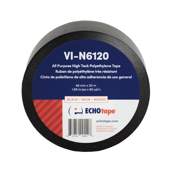 VI-N6120 Multi Purpose No Residue Polyethylene Vinyl Tape Black 48mm Front Label