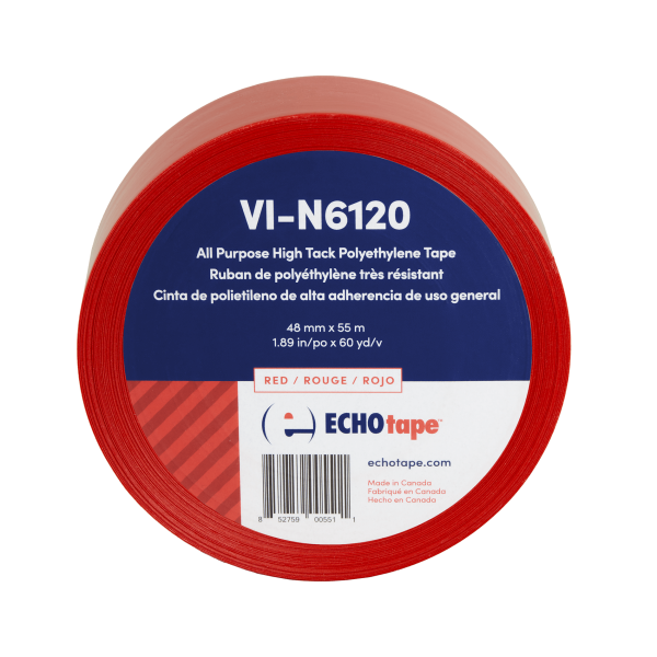 VI-N6120 Multi Purpose No Residue Polyethylene Vinyl Tape Red 48mm Front Label