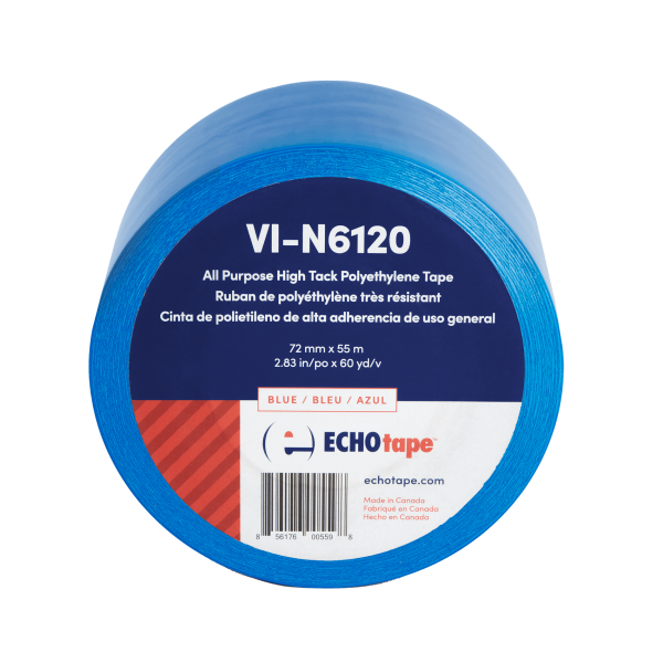 VI-N6120 Multi Purpose No Residue Polyethylene Vinyl Tape Blue 72mm Front Label